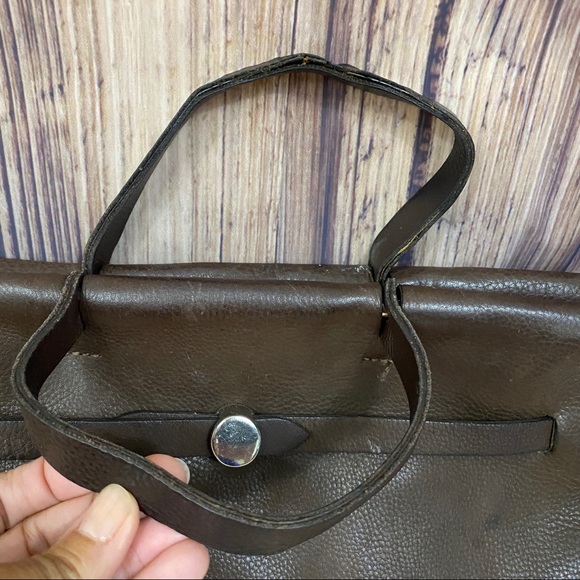 Eliza Conde Leather Structured Hand Bag Brown - Picture 3 of 8